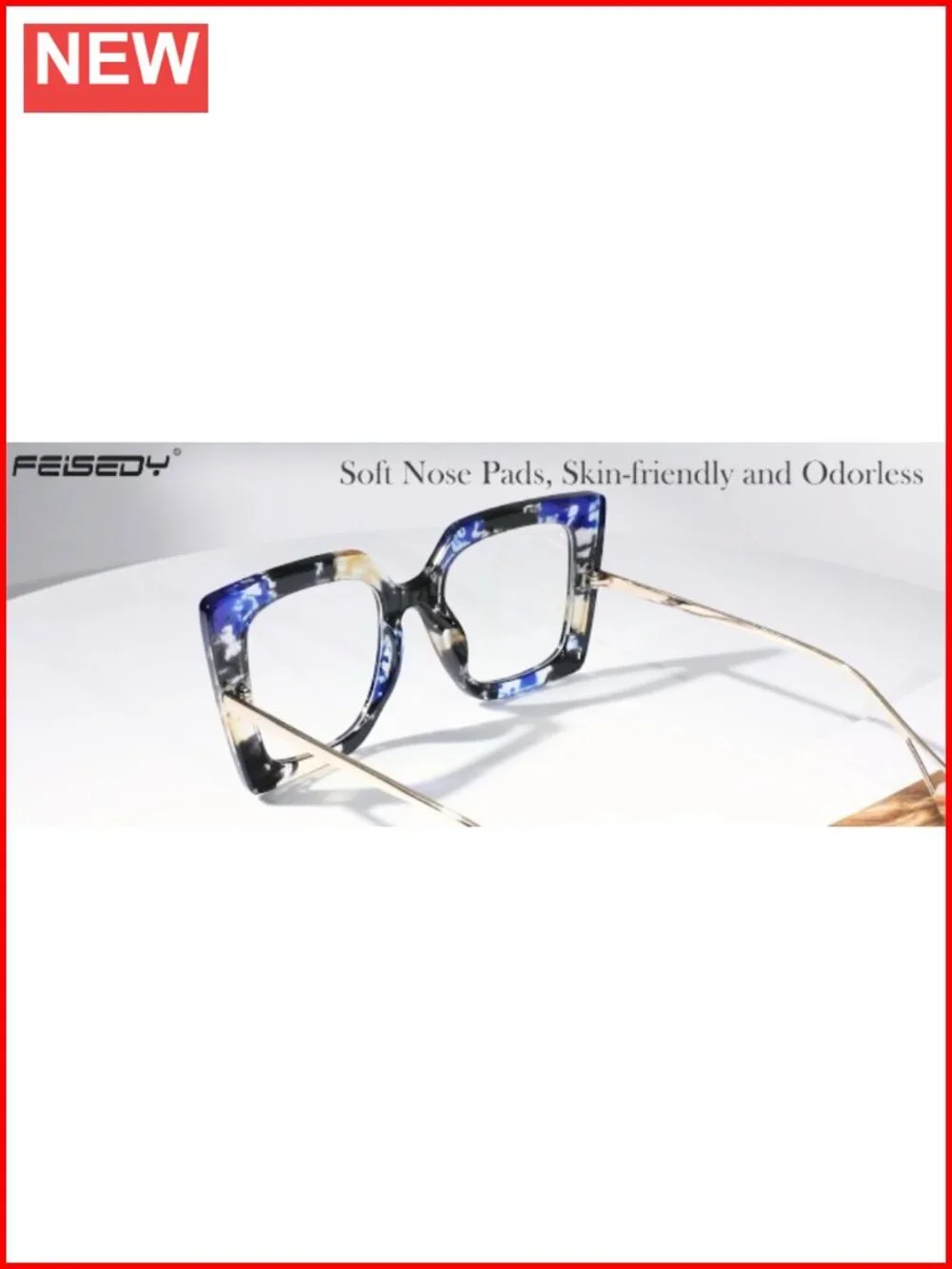 Blue Light Blocking Glasses Oversized Cat Eye Pearl Inlay Frame